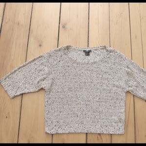 Metallic 3/4 Sleeve Crop Sweater